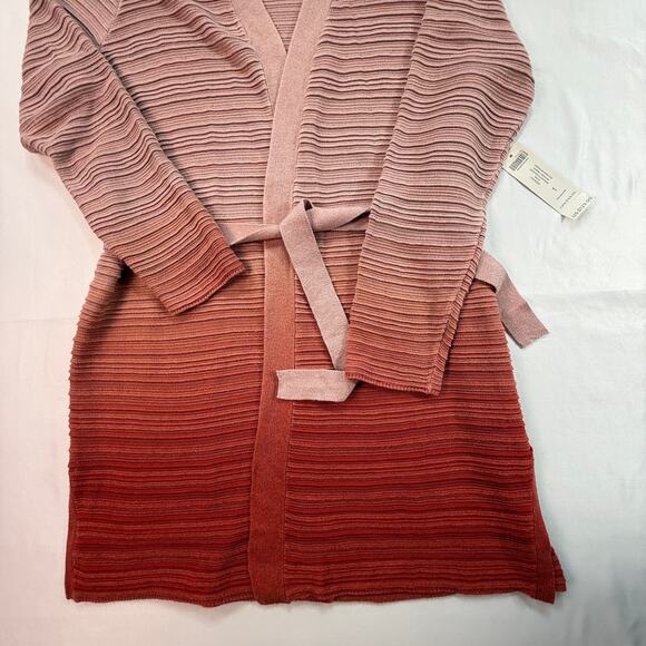 NWT CHICO'S Ombre Gradient Cardigan Sweater Longline Open Front Pink Rust SZ M - Picture 10 of 13